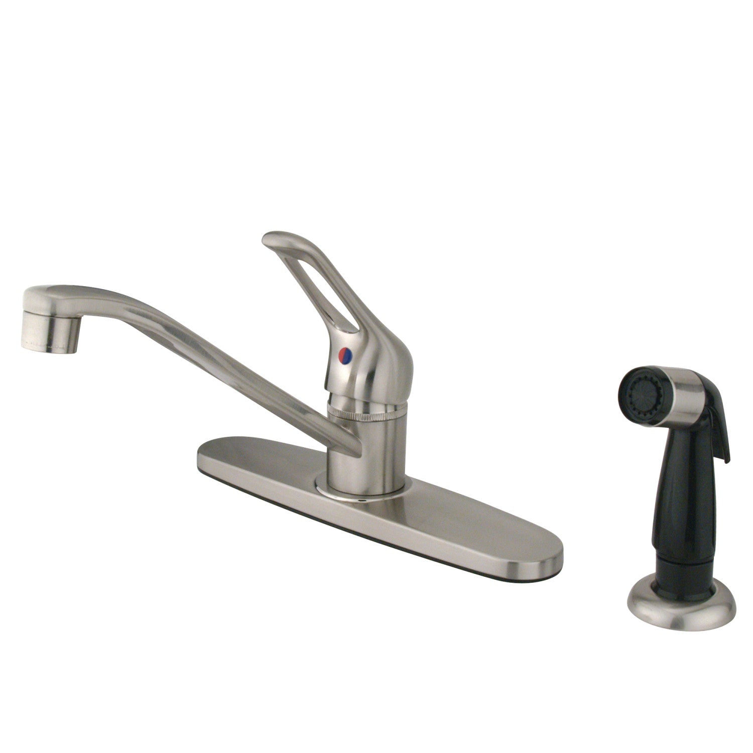 Kingston Tulare FB562SN - Wyndham One-Handle 4-Hole 8" Centerset Kitchen Faucet with Side Sprayer, Brushed Nickel — image 1